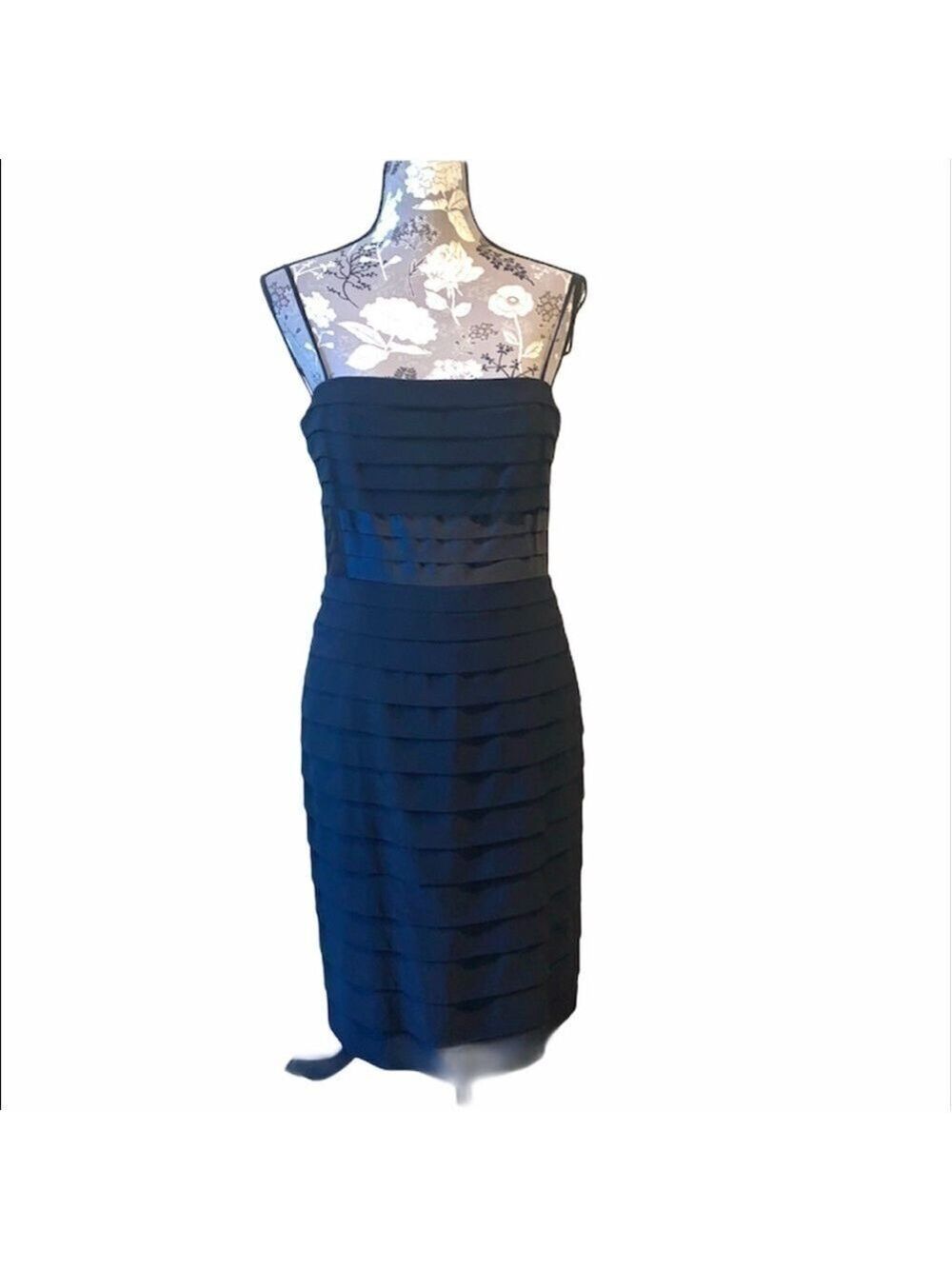 ANNE KLEIN Black Tiered Spaghetti Strap Dress 8 HOCO LBD